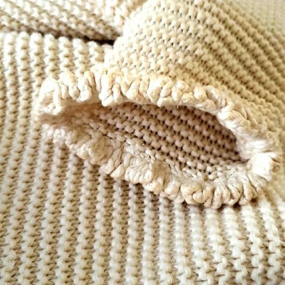 Vintage Boho M/L Cottagecore Grandmacore Hand Knit Cotton Longline Cardigan - Picture 6 of 8